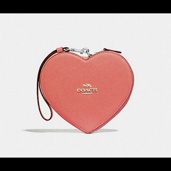 Coach Handbags - Authentic Coach Heart Shaped Wristlet in Coral
